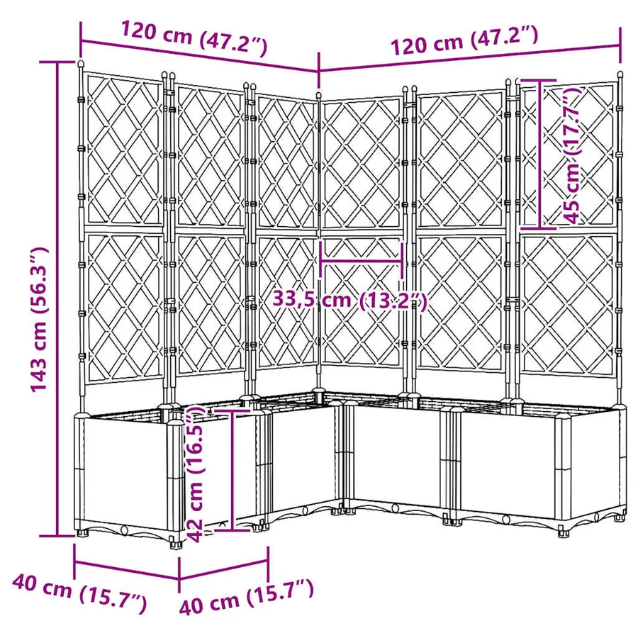 Cache-pot de jardin 5 pc Marron 120 x 120 x 143 cm PP - 8