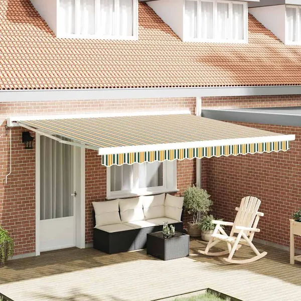 Toile de rechange pour auvent Vert et jaune 4 × 3,5 m Polyester