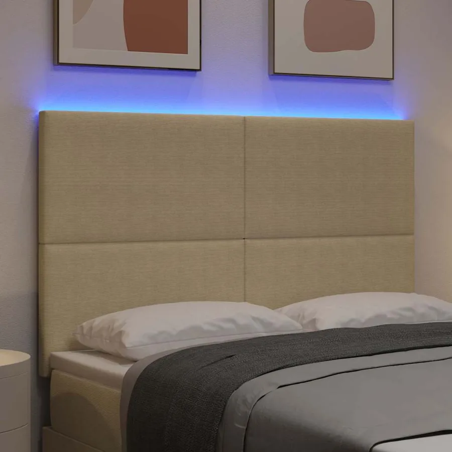 Tête de lit LED Vert gris 160 cm Tissu en velours côtelé - 4