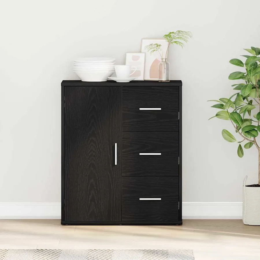 Buffet avec tiroir Chêne noir 60 x 31 x 70 cm Bois d'ingénierie
