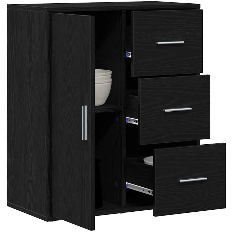 Buffet avec tiroir Chêne noir 60 x 31 x 70 cm Bois d'ingénierie - 3