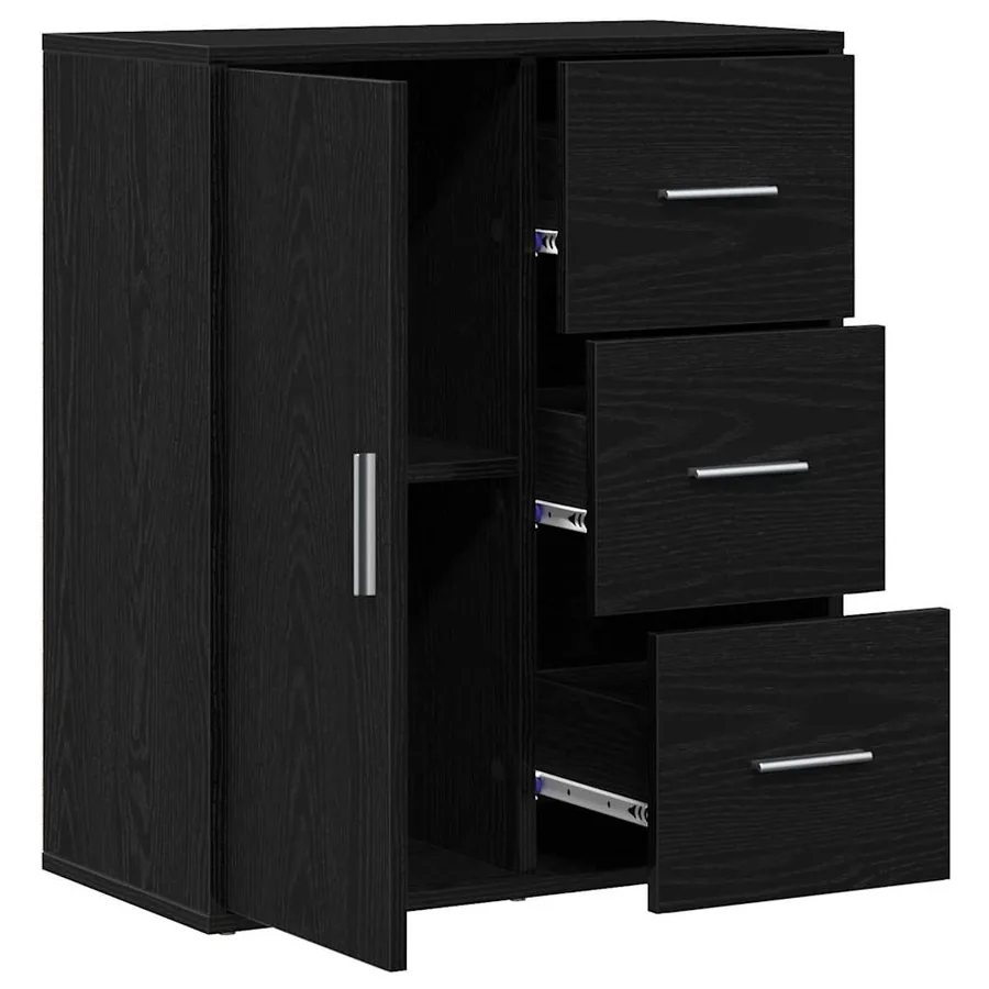 Buffet avec tiroir Chêne noir 60 x 31 x 70 cm Bois d'ingénierie - 5