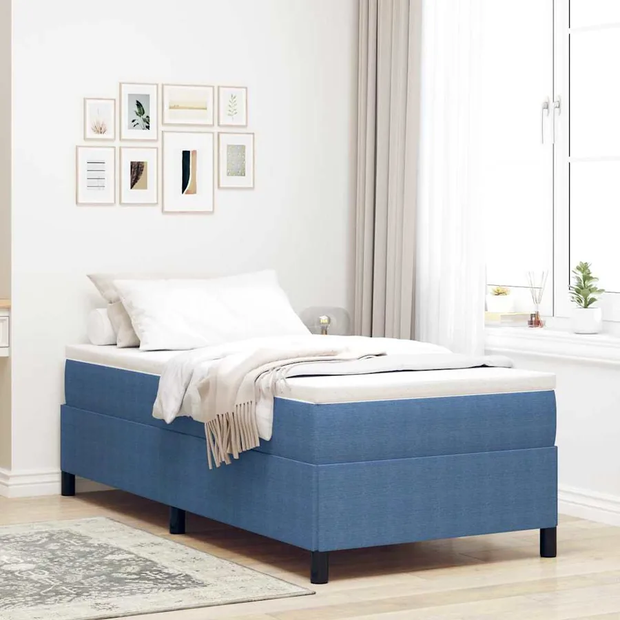 Lit à ressorts Bleu 100 x 200 cm Tissu en velours côtelé