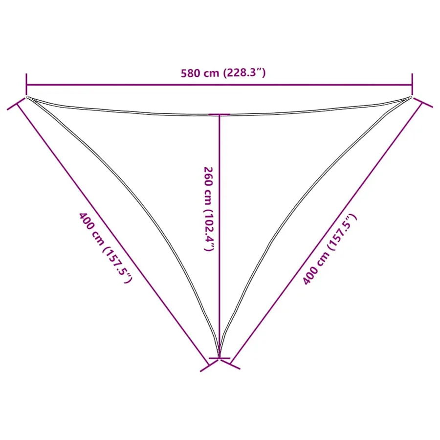 Voile de parasol tissu oxford triangulaire 4x4x5,8 m noir - 10