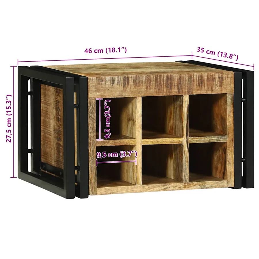 Étagère à vin 2 pcs 46 x 35 x 27,5 cm Bois de mangue massif - 12