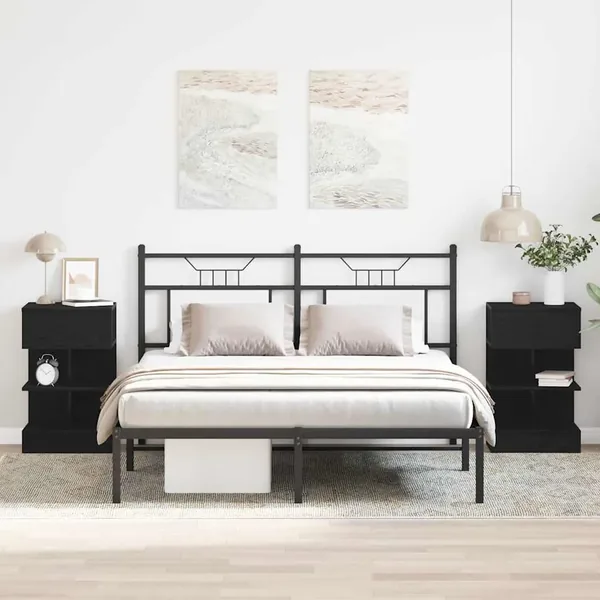 Cabinet de chevet avec tiroir 2 pcs Chêne noir 40 x 35 x 65 cm