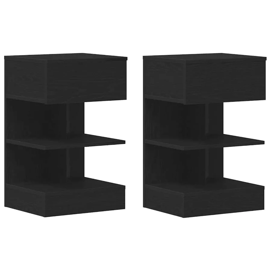 Cabinet de chevet avec tiroir 2 pcs Chêne noir 40 x 35 x 65 cm - 2