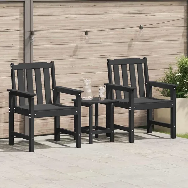 Chaise de jardin. 2 pcs Noir 65,5 x 59 x 88 cm HDPE