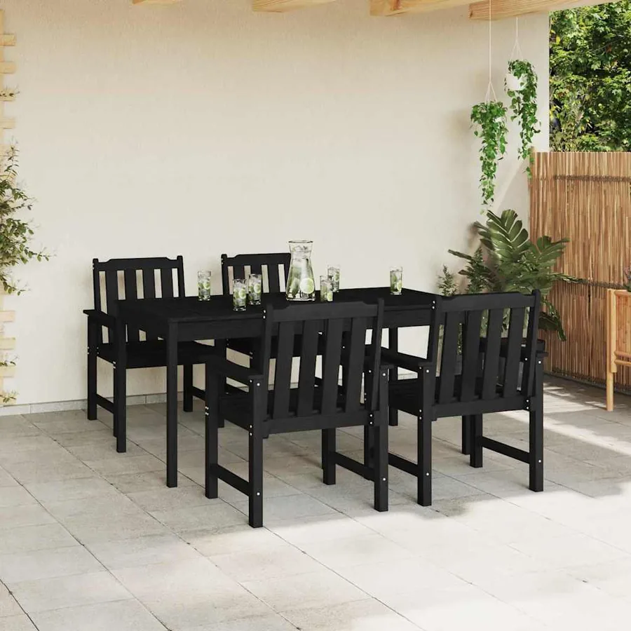 Chaise de jardin 4 pcs Noir 65,5 x 59 x 88 cm Polyéthylène - 3