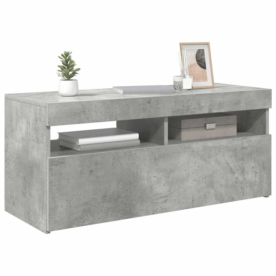 Meuble TV avec lumières LED gris béton 90x35x40 cm - 15