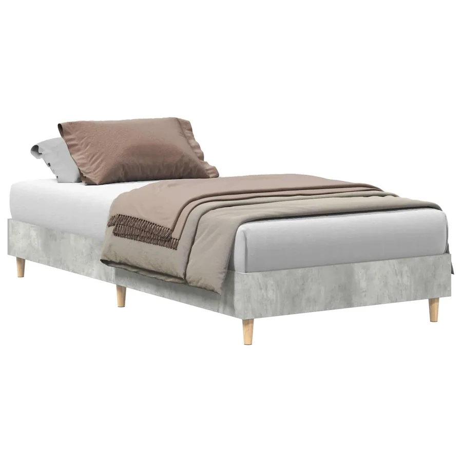 Cadre de lit Gris béton 203 x 93 x 25 cm Bois d'ingénierie - 2