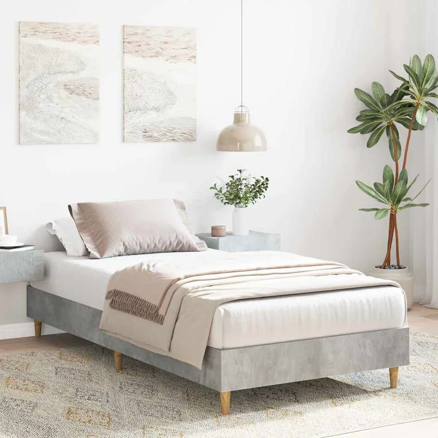 Cadre de lit Gris béton 203 x 93 x 25 cm Bois d'ingénierie - 3