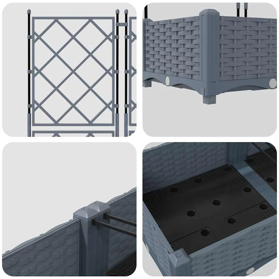 Cache-pot de jardin 5 pc Gris clair 120 x 120 x 125,5 cm PP - 7