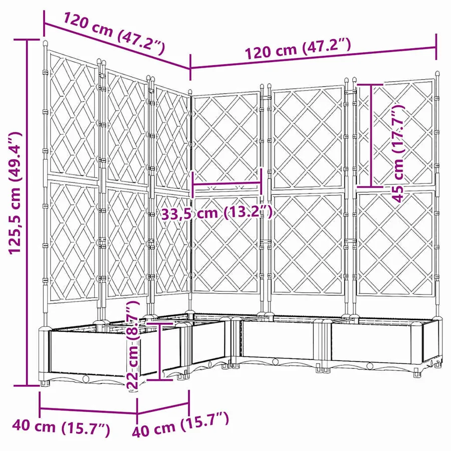 Cache-pot de jardin 5 pc Gris clair 120 x 120 x 125,5 cm PP - 8