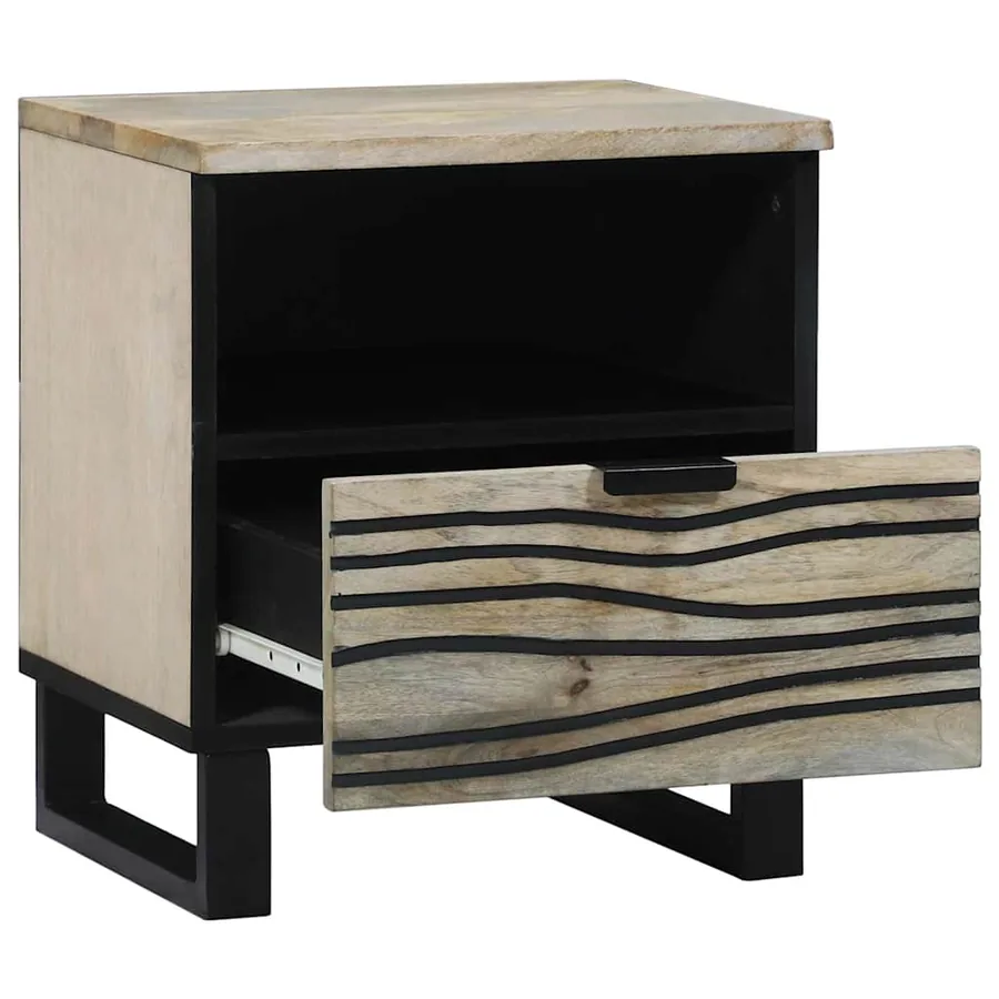 Table de chevet Blanc 40 x 33 x 46 cm Bois d'ingénierie - 2