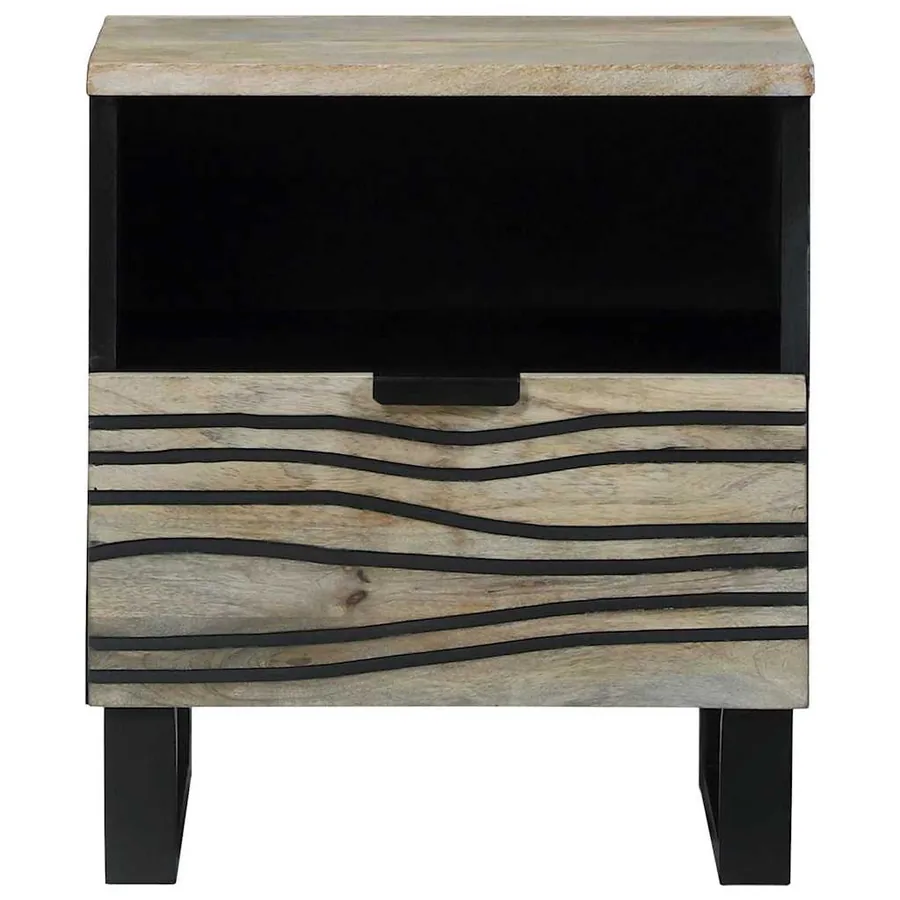 Table de chevet Blanc 40 x 33 x 46 cm Bois d'ingénierie - 3