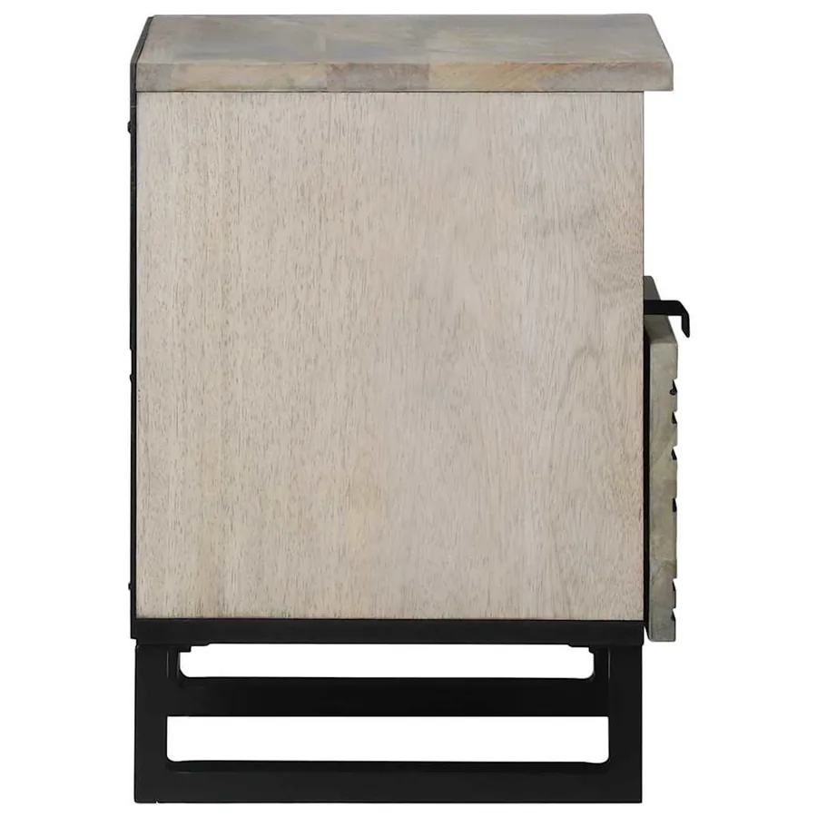 Table de chevet Blanc 40 x 33 x 46 cm Bois d'ingénierie - 4