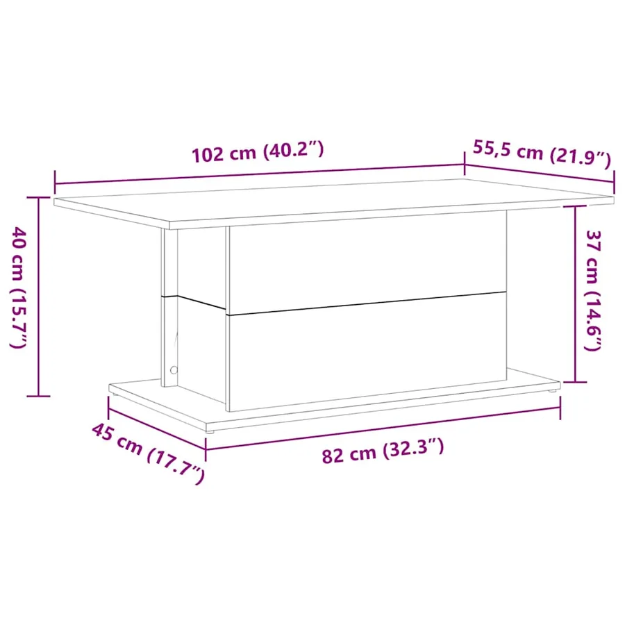 Table basse Chêne noir 102 x 55,5 x 40 cm Bois d'ingénierie - 9