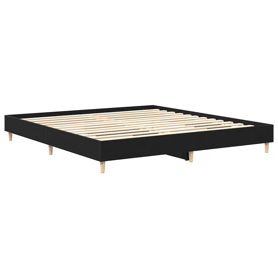 Cadre de lit Chêne noir 203 x 183 x 25 cm Bois d'ingénierie - 7