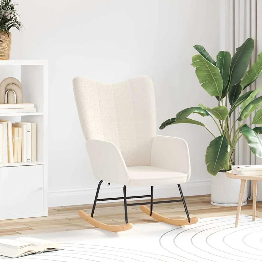 Chaise à bascule Crème Tissu Sherpa