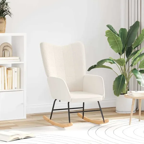 Chaise à bascule Crème Tissu Sherpa