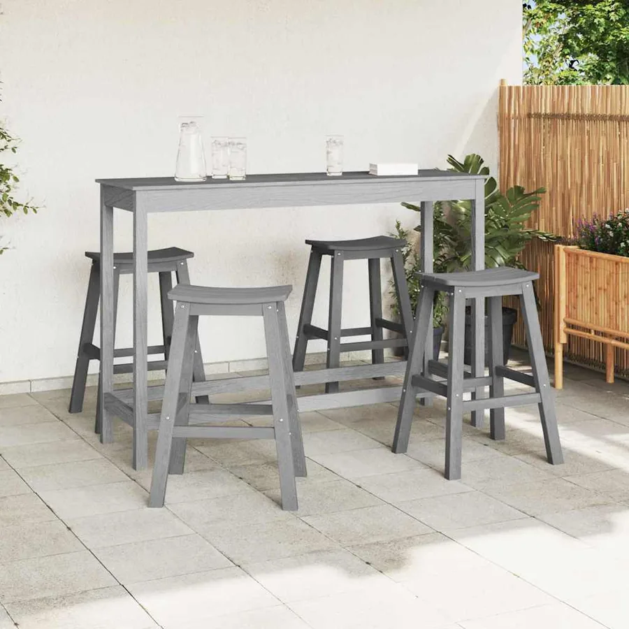 Ensemble de bar de jardin 4 pcs Gris clair HDPE - 3