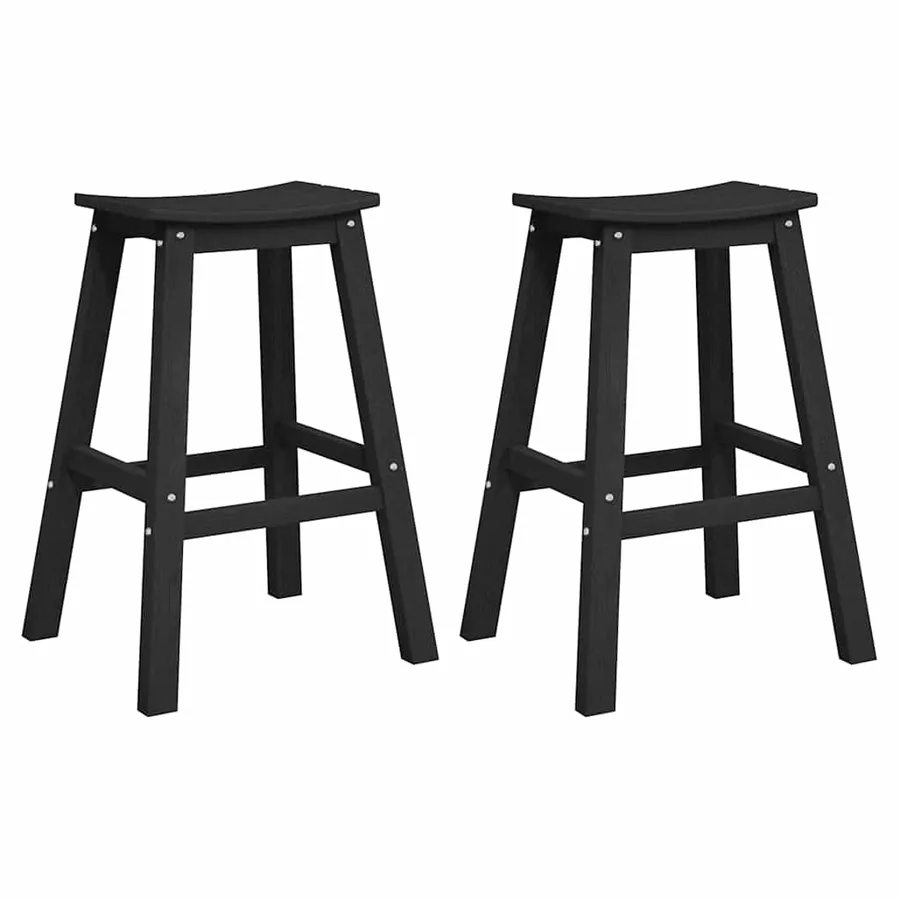 Tabouret de bar 2 pcs Noir 52 x 43 x 73,5 cm HDPE - 2