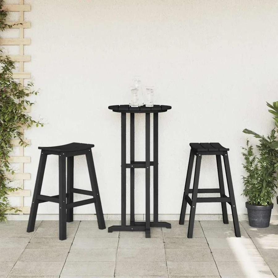 Tabouret de bar 2 pcs Noir 52 x 43 x 73,5 cm HDPE - 3