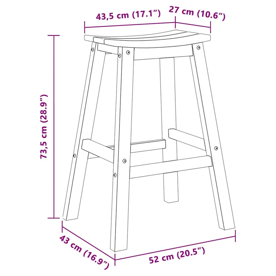 Tabouret de bar 2 pcs Noir 52 x 43 x 73,5 cm HDPE - 8