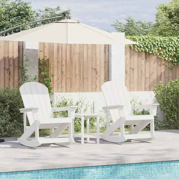 Ensemble de salon de jardin 3 pcs Blanc HDPE