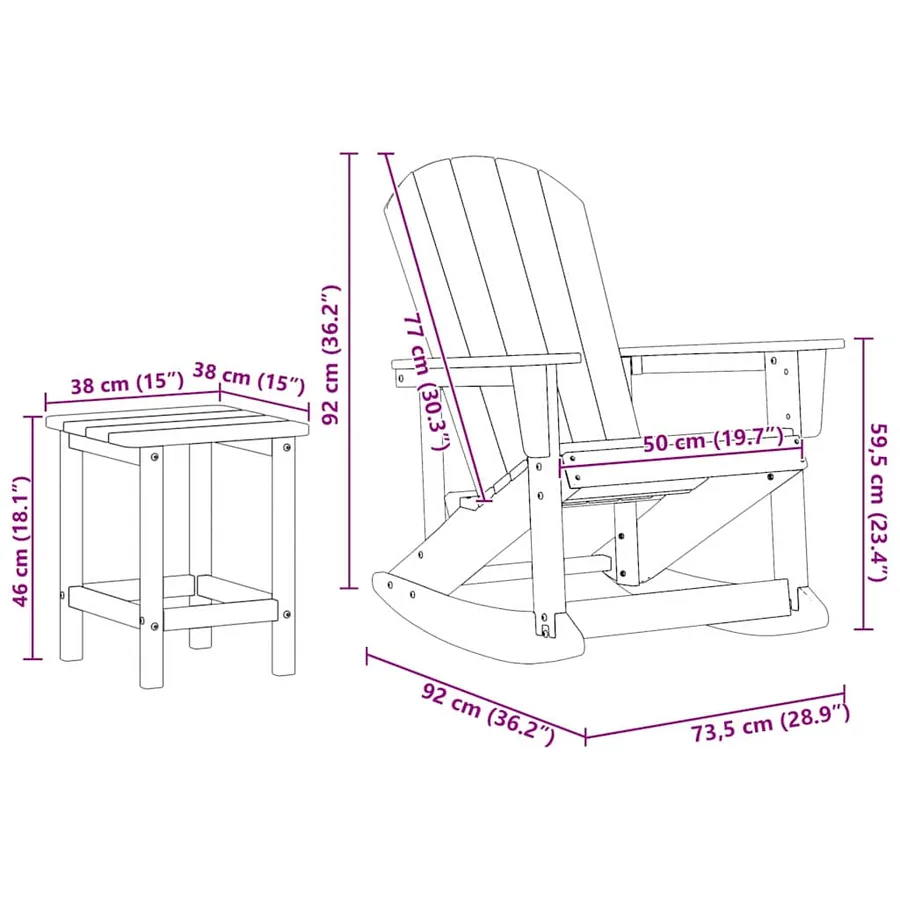 Ensemble de salon de jardin 3 pcs Blanc HDPE - 11
