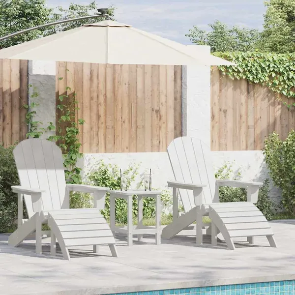 Chaise de jardin 3 pcs Blanc Polyéthylène