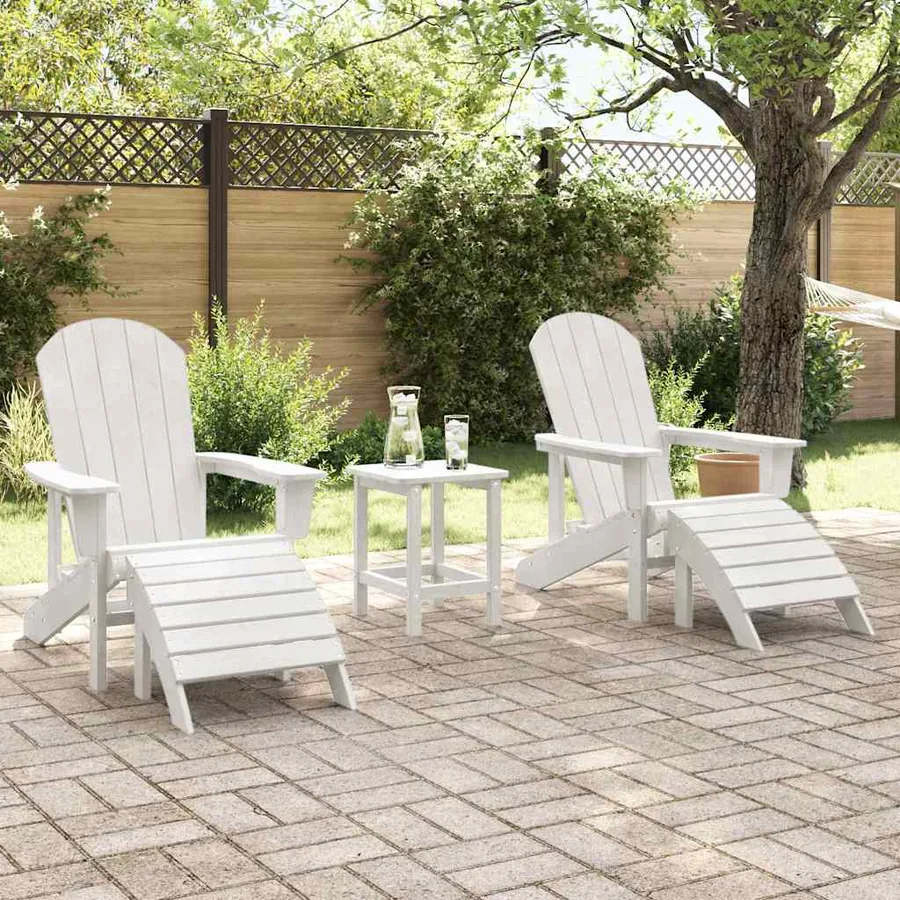 Chaise de jardin 3 pcs Blanc Polyéthylène - 4
