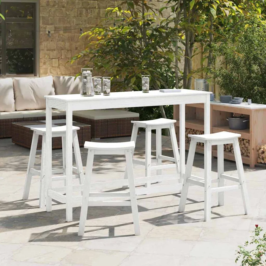 Ensemble de bar de jardin 4 pcs Blanc HDPE