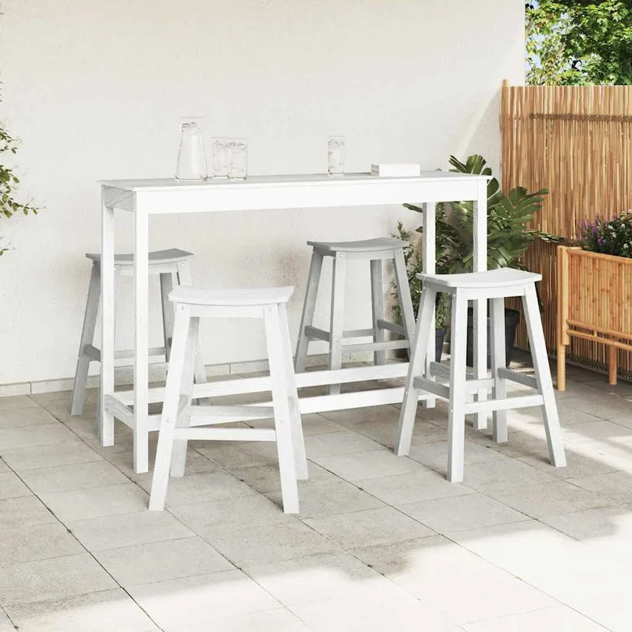 Ensemble de bar de jardin 4 pcs Blanc HDPE - 3