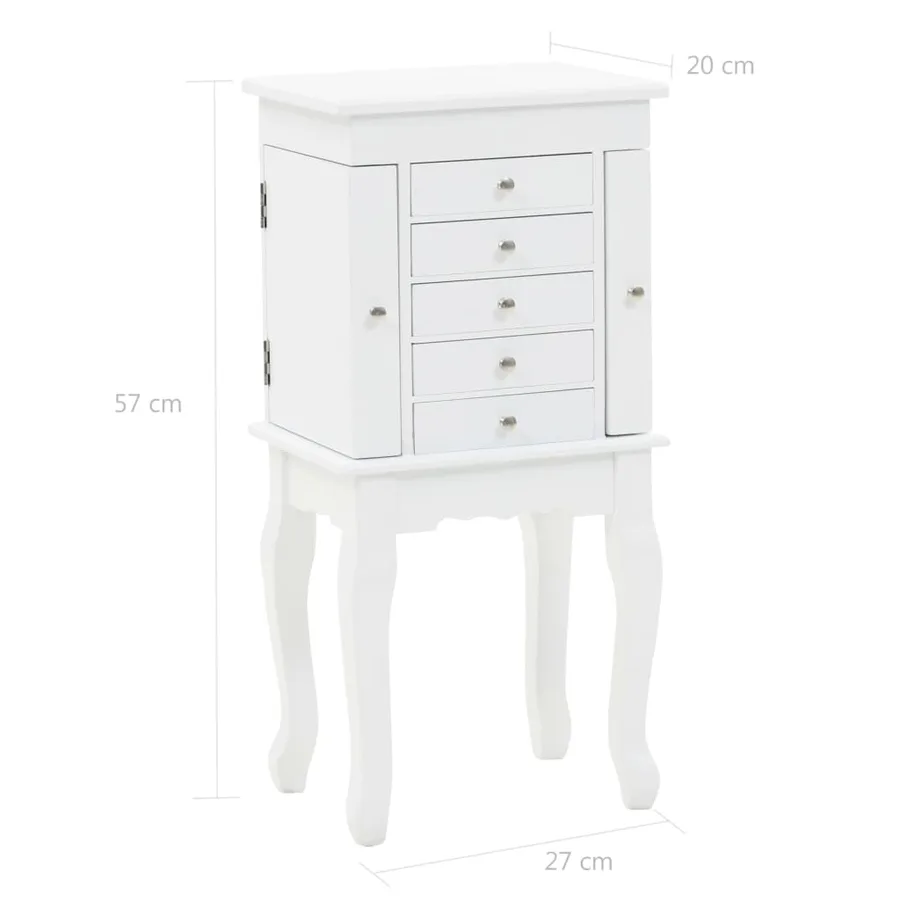 Armoire à bijoux sur pieds Blanc - 10