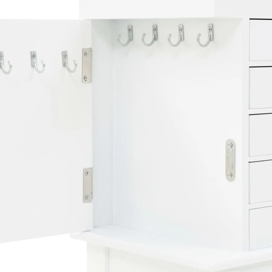 Armoire à bijoux sur pieds Blanc - 7