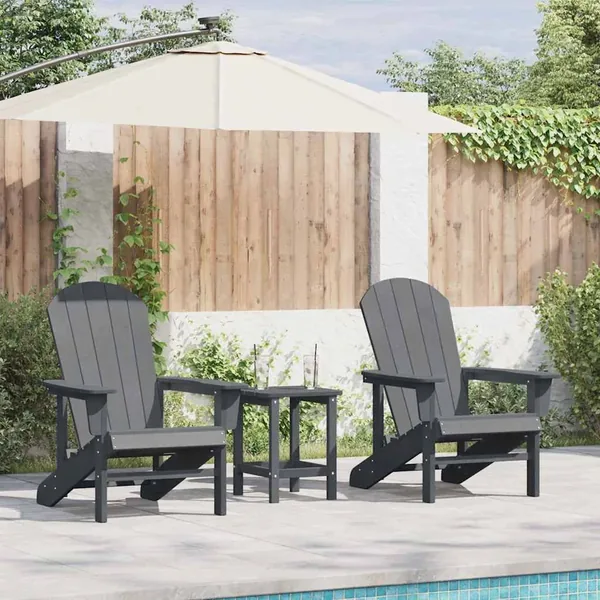 Chaise de jardin 3 pcs Gris clair Polyéthylène