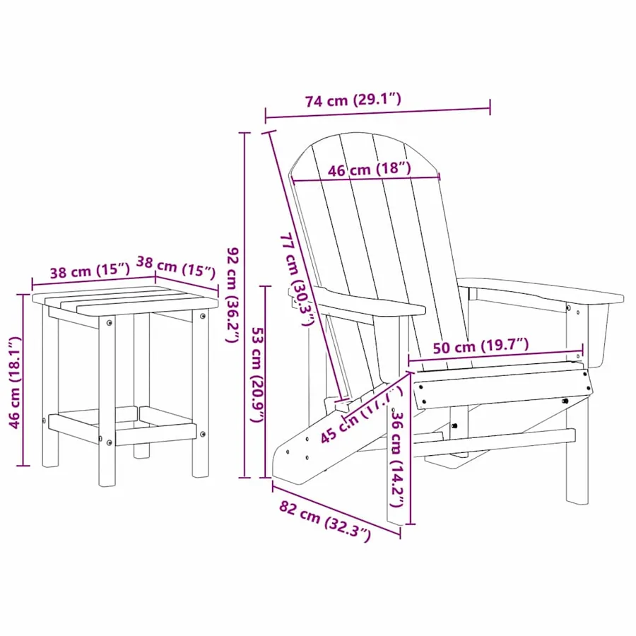 Chaise de jardin 3 pcs Gris clair Polyéthylène - 11