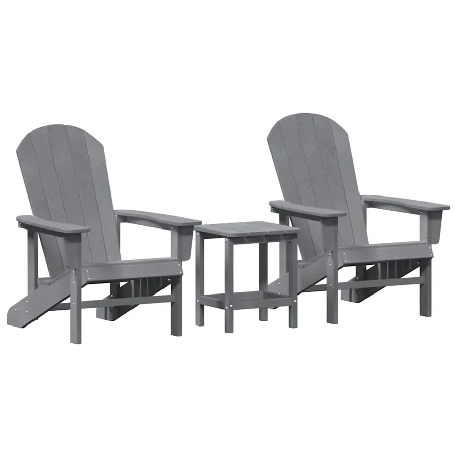 Chaise de jardin 3 pcs Gris clair Polyéthylène - 2