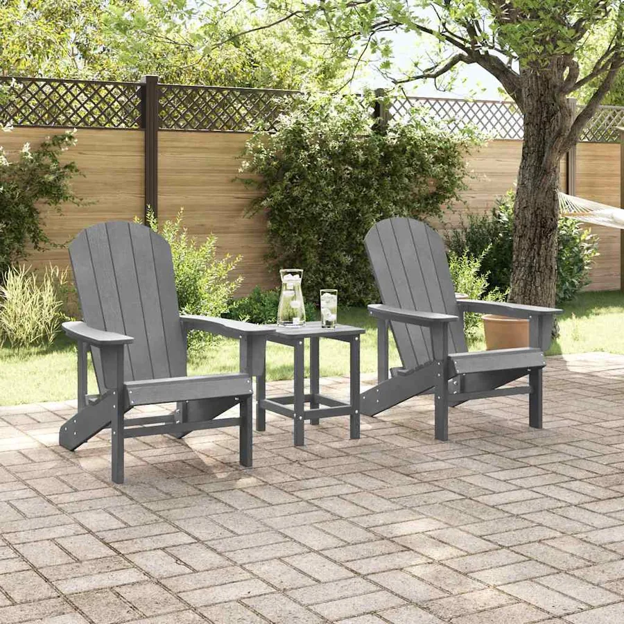Chaise de jardin 3 pcs Gris clair Polyéthylène - 4