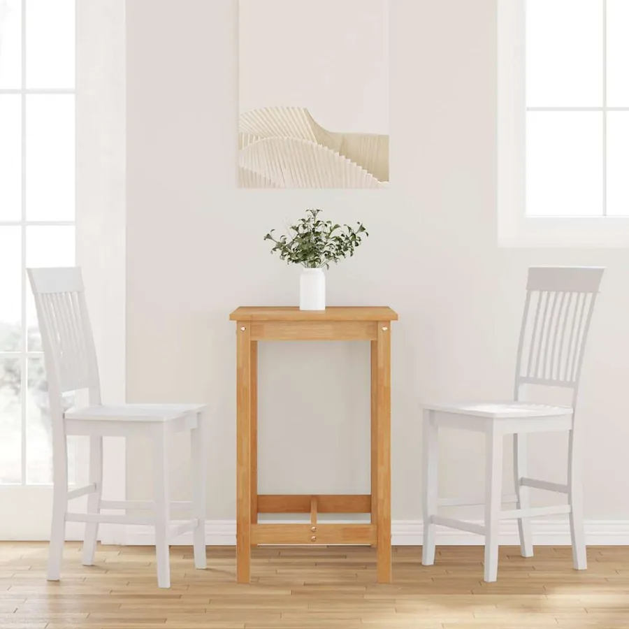 Tabourets de bar (lot de 2) en bois massif blanc et caoutchouc