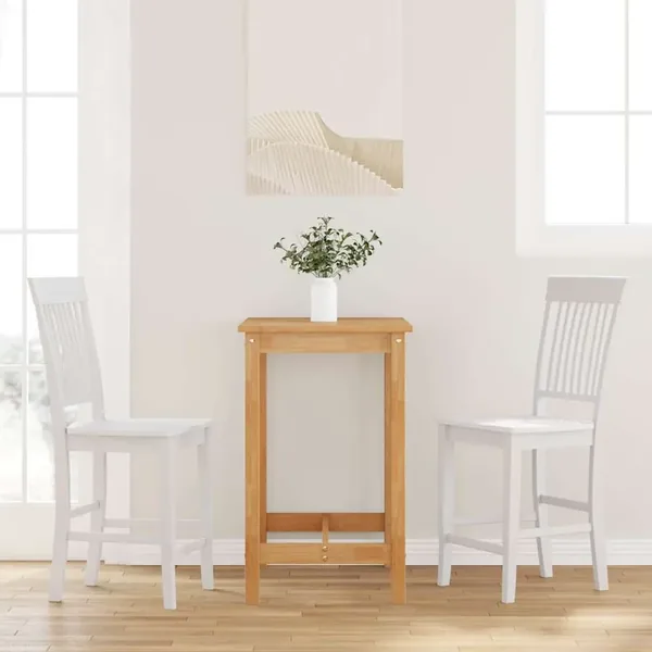 Tabourets de bar (lot de 2) en bois massif blanc et caoutchouc