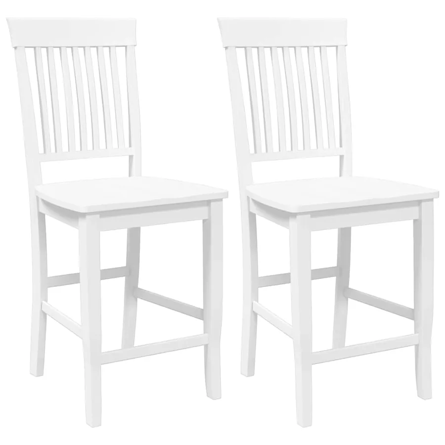 Tabourets de bar (lot de 2) en bois massif blanc et caoutchouc - 2