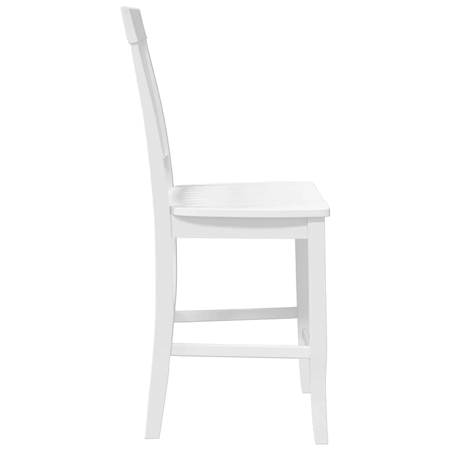 Tabourets de bar (lot de 2) en bois massif blanc et caoutchouc - 6