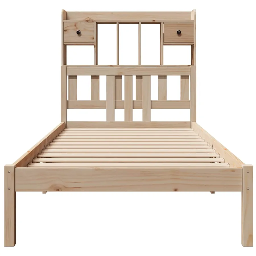Lit bibliothèque sans matelas 75x190 cm bois de pin massif - 4