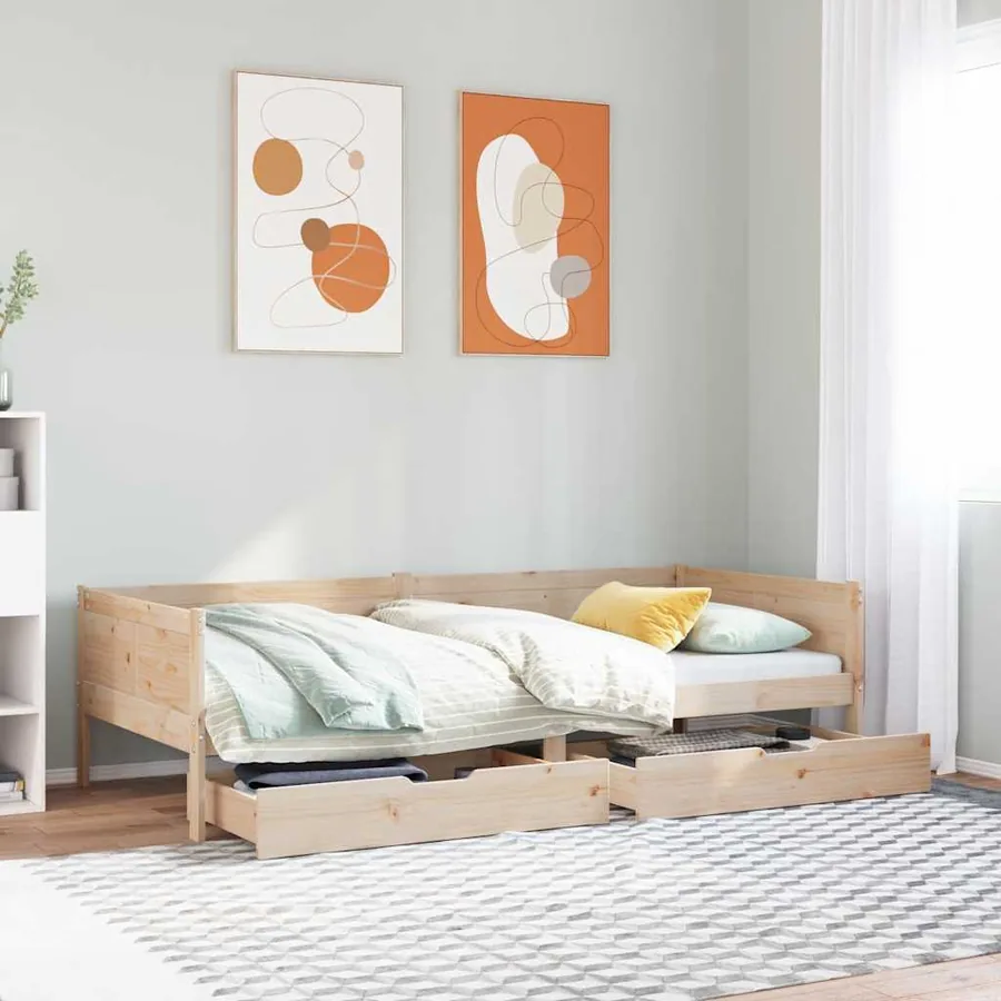 Lit de jour avec tiroirs sans matelas 80x200 cm bois massif