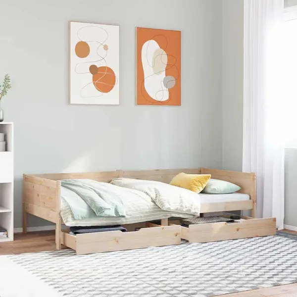 Lit de jour avec tiroirs sans matelas 80x200 cm bois massif