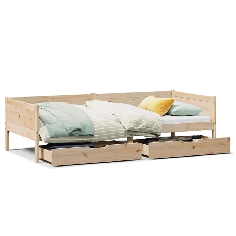 Lit de jour avec tiroirs sans matelas 80x200 cm bois massif - 2