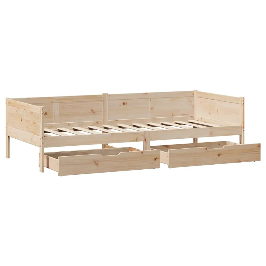Lit de jour avec tiroirs sans matelas 80x200 cm bois massif - 9